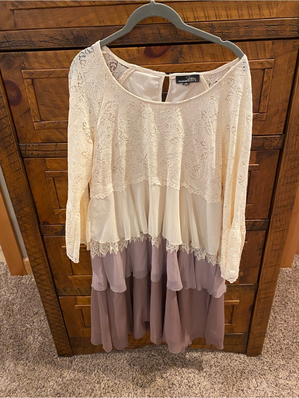 Lace and ruffle bell sleeve dress